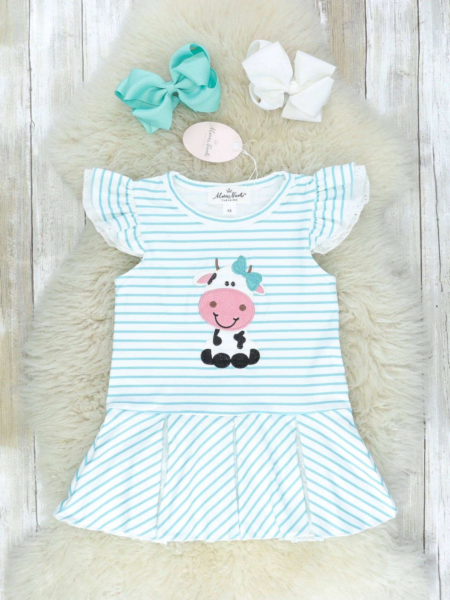 Cow Striped Ruffle Dress