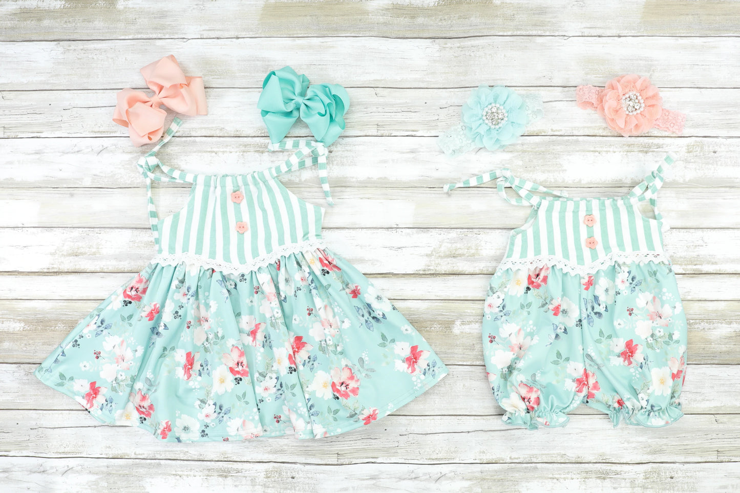 Mint Stripes Gardenia Tie Dress