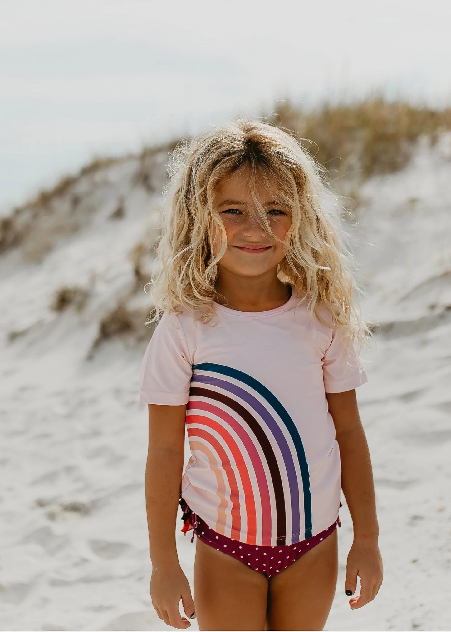 Pink Rainbow Rash Guard Swimsuit