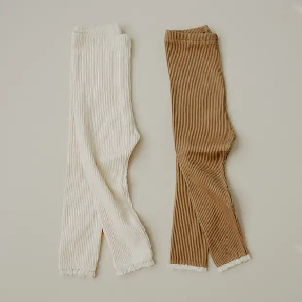 Ribbed Footless Tights (Tan)