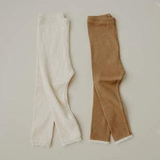 Ribbed Footless Tights (Tan)