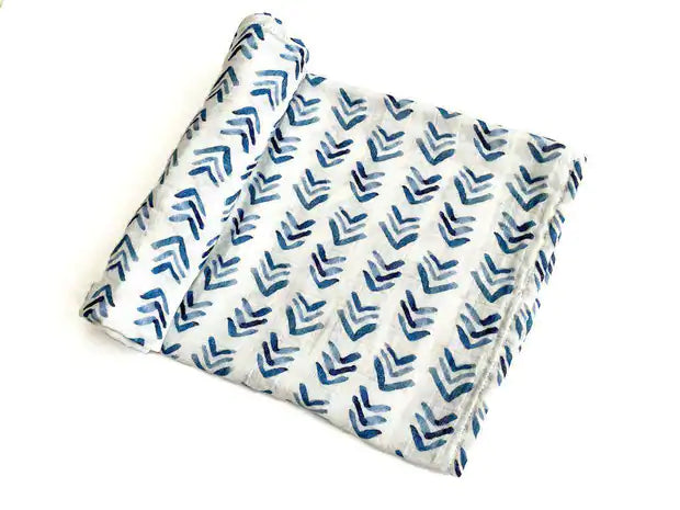 Watercolor Blue Arrow Swaddle Blanket