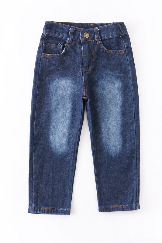 Blue Dark Wash Straight Denim Jeans