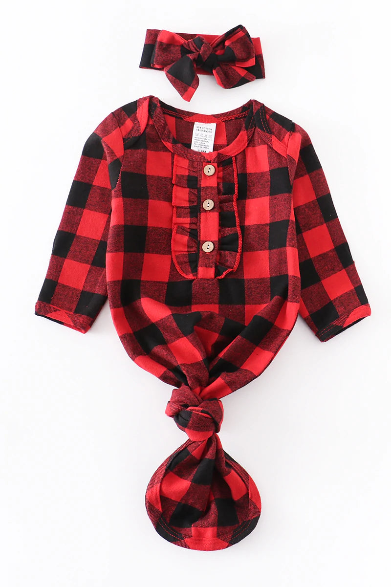 Red Black Paid Baby Gown