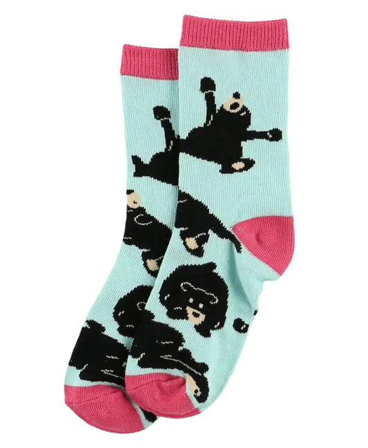 Bearly Awake Blue Kid Crew Sock