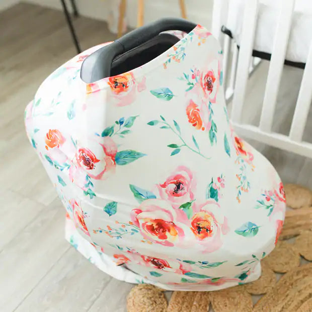 Pink Floral Infant Car Seat / Nursing Cover