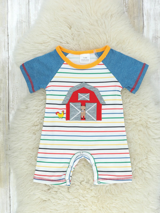 Striped Farm Life Shorts Romper