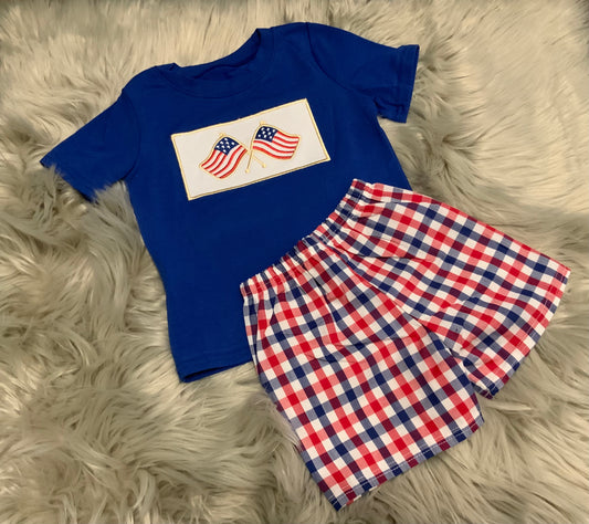 Patriotic Flag Embroidered Boy Set