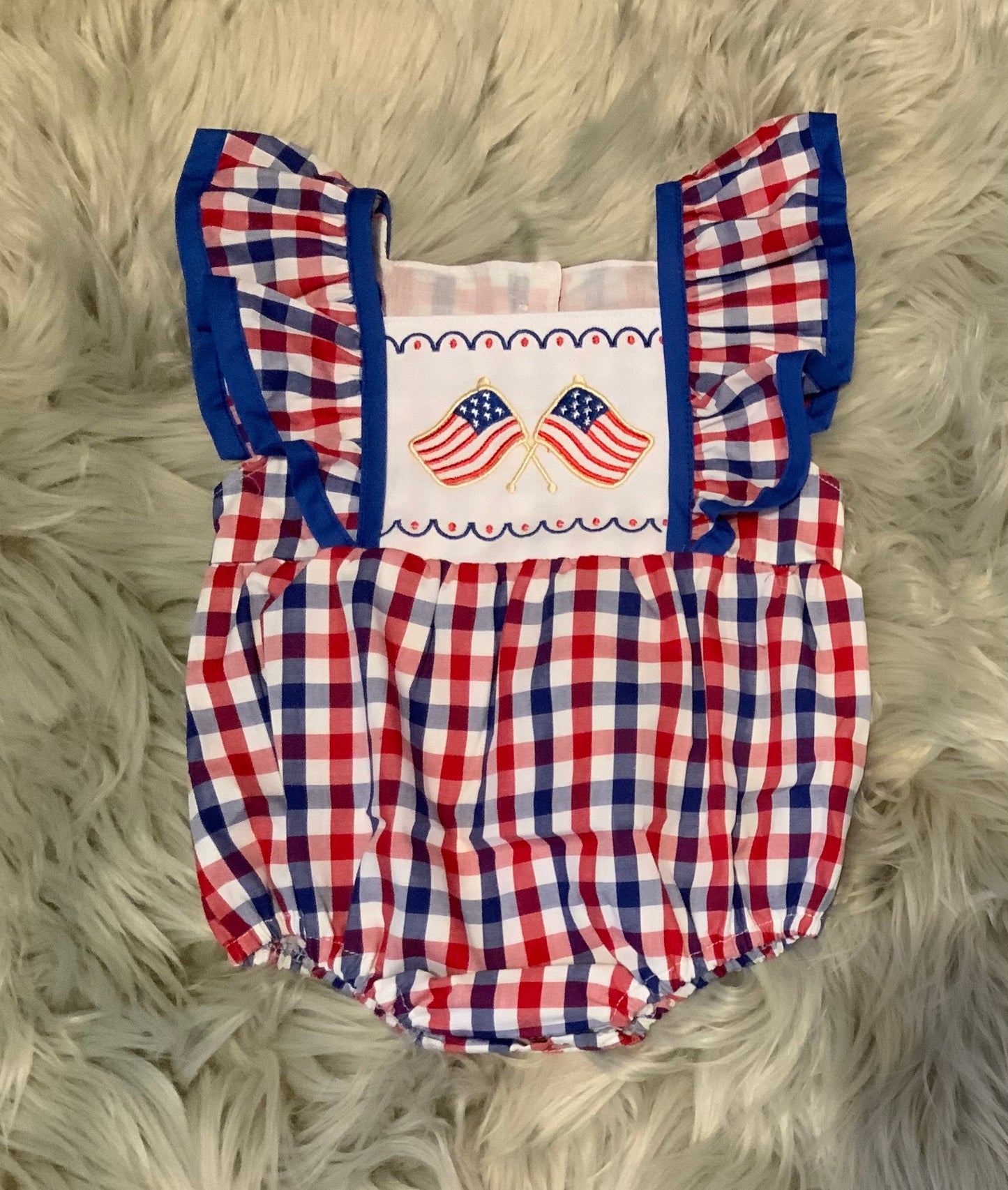 Patriotic Flag Embroidery Girl Bubble