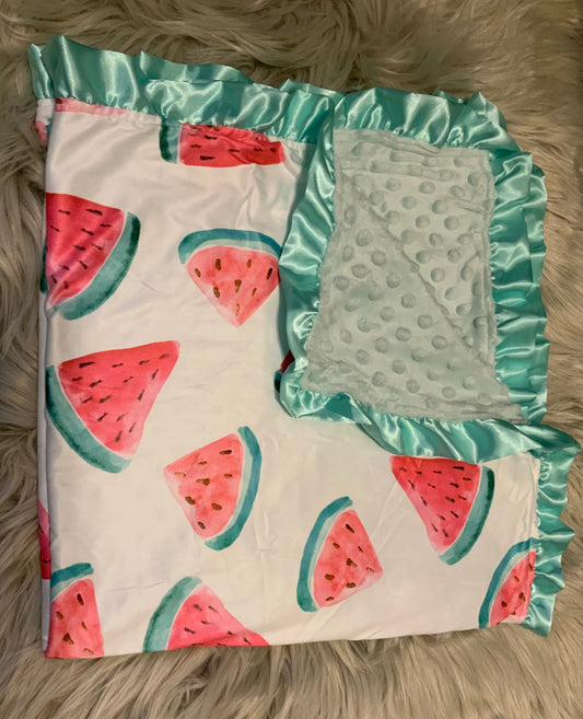 Mint Watermelon Ruffle Blanket