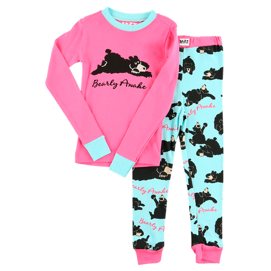 Bearly Awake Girl Kid PJ Set