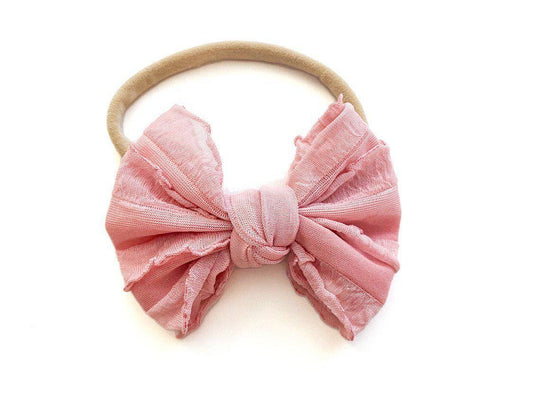 Rose Pink Chiffon Knot Bow Headband