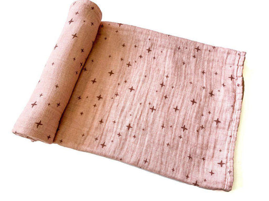 Dusty Pink Stars Muslin Swaddle Blanket