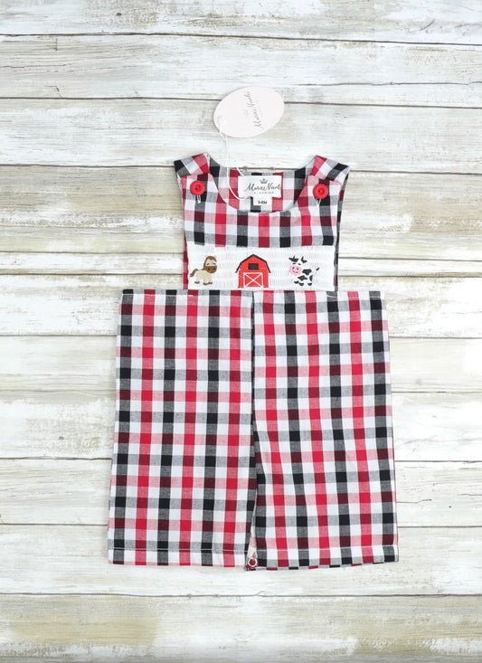 Farm Animals Plaid Smocked Outfit