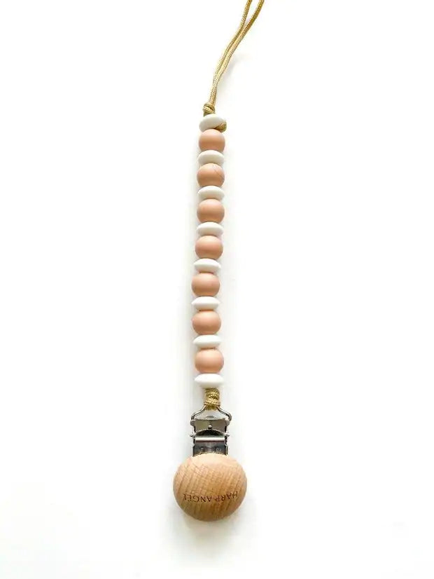 Pacifier Clip (Blush Pink & White)